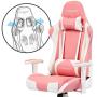 Gtracing Gaming Chair Racing Office Computer Ergonomic Video Game Chair Backrest and Seat Height Adjustable Swivel Recliner with Headrest and Lumbar Pillow Esports Chair (Pink)
