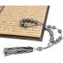 Hematite Gemstone, Handmade Greek Worry Beads or Komboloi with Alpaca Metal Parts on Pure Silk Cord & Tassel, Length 30cm, 11.8 Hematite Gemstone, Handmade Greek Worry Beads or Komboloi with Alpaca Metal Parts on Pure Silk Cord & Tassel, Length 30cm, 11.8