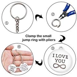 Key Rings Key Chain Set, 10 Pieces Metal Split Key Rings with Chain Extender and Open Jump Ring and 10 Pieces Words Charms Pendants Craft Supplies for DIY Key Chain Gifts