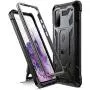 Poetic Spartan Series Designed for Samsung Galaxy S20 Case, Full-Body Rugged Dual-Layer Metallic Color Accent Premium Leather Texture Shockproof Protective Cover with Kickstand, Metallic Gun Metal
