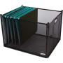 Hanging File Organizer Mesh Box - File Organizer Box Supports Letter Sized and Legal Sized Hanging Folders, Modern Black Metal Mesh Hanging File Crate, Collapsible File Organizer for Home or Office