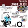 Master Airbrush Cool Runner II Dual Fan Air Tank Compressor System Kit with Professional G233 Gravity Airbrush Kit with 3 Tips, 12 Createx Wicked Colors Acrylic Paint Artist Set, Airbrush Cleaning Kit