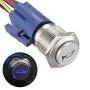 APIELE 16mm 12V Momentary Speaker Horn Push Button Toggle Switch 0.63'' Mounting Hole 1NO 1NC SPDT with Pre-Wiring Socket for Car Auto Motor (Blue)
