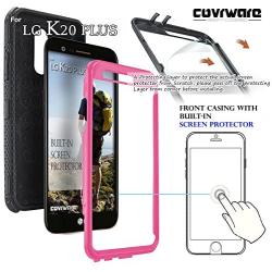 COVRWARE Iron Tank Series Case for LG K20 Plus /K20 V/Harmony/Grace 4G /K10 (2017) Built-in [Screen Protector] Heavy Duty Full-Body Holster Armor [Brushed Metal Texture] Case [Belt Clip], Pink