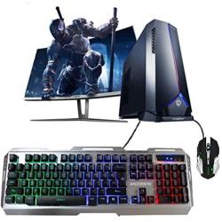 RGB Gaming Keyboard Mouse Combo Wired,Color Changing LED Backlit Computer Gaming Keyboad,Lighted PC Gaming Mouse,USB Keyboard Clicky Keys,Durable Metal Structure,for Xbox One PS4 Games Gamer Working