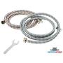 Washing Machine Hoses (4FT) - Universal Fit - (2 Pack) 90 Degree Braided Stainless Steel Water Supply Line - Burst Proof - Includes Wrench for Easy Installation