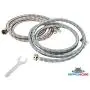 Washing Machine Hoses (4FT) - Universal Fit - (2 Pack) 90 Degree Braided Stainless Steel Water Supply Line - Burst Proof - Includes Wrench for Easy Installation