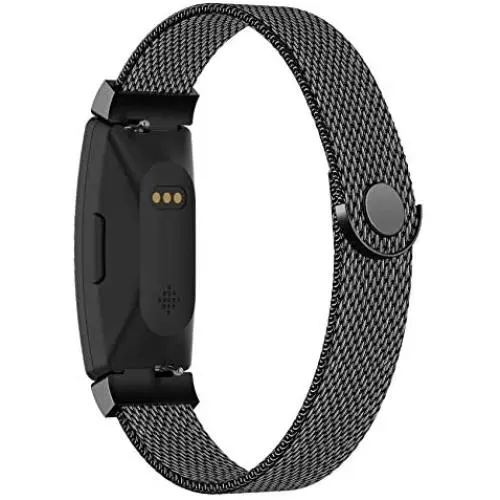 POY Compatible with Fitbit Inspire Hr Bands, Stainless Steel Replacement for Fitbit Inspire and Ace 2 Metal Loop Bracelet Sweatproof Wristbands for Women Men Black Small POY Compatible with Fitbit Inspire Hr Bands, Stainless Steel Replacement for Fitbit Inspire and Ace 2 Metal Loop Bracelet Sweatproof Wristbands for Women Men Black Small