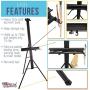 U.S. Art Supply Del Mar 69'' High Aluminum Single Mast Artists Studio Easel and Floor Display Stand - Professional Heavy Duty Adjustable Extra Large Canvas Height Up To 47'' - Palette Holder, Brush Rest
