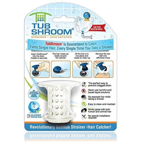 TubShroom The Revolutionary Tub Drain Protector Hair Catcher/Strainer/Snare, White