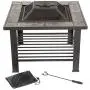 Fire Pit Set, Wood Burning Pit - Includes Screen, Cover and Log Poker - Great for Outdoor and Patio, 30 inch Square Marble Tile Firepit by Pure Garden Fire Pit Set, Wood Burning Pit - Includes Screen, Cover and Log Poker - Great for Outdoor and Patio, 30 inch Square Marble Tile Firepit by Pure Garden