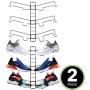 mDesign Modern Metal Shoe Organizer Display & Storage Shelf Rack - Adjustable Shelves Hang & Store Kicks, Running, Basketball, Tennis Shoes - 3 Tier, Each Wall Mount Unit Holds 6 Shoes, 2 Pack, Gray