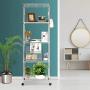 Devo 5-Shelf Adjustable Metal Shelves on Wheels with Hooks Heavy Duty Shelving Units and Storage Organizer for Kitchen Garage Closet Pantry Laundry Bathroom 23'' L x 14'' W x 72'' H (Silver)