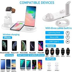 BixMe Wireless Charger Station,7.5W Qi Fast Wireless Charging,4IN1 Wireless Charge Dock Station for iWatch and Airpods,Compatible with iPhone11/11Pro/XSMAX/XR/XS/X/8/8P,Galaxy S10/S9/S9+/S8 and More