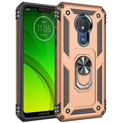 Military Grade Drop Impact for Motorola Moto G7 Power Case Moto G7 Supra Case360 Metal Rotating Ring Kickstand Holder Magnetic Car Mount Armor Shockproof Cover for Moto G7 Power Phone Case (Gold)