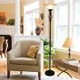 Floor Lamp for Living Room Decor by Light Accents - Tall Floor Lamp Bed Room Decor - Traditional Iron Scrollwork Standing Lamp Pole Light with Alabaster Glass Bowl Shade – 70'' Tall- (Bronze)