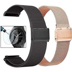 Valkit Compatible Galaxy Watch 46mm/Galaxy Watch 3 45mm Bands, 22mm Stainless Steel Wrist Band Metal Strap Bracelet for Galaxy Watch 46mm/Galaxy Watch 3 45mm/Gear S3 Frontier,Rose Gold+Black