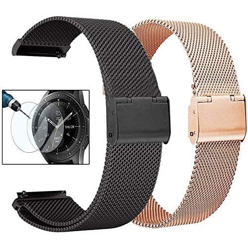 Valkit Compatible Galaxy Watch 46mm/Galaxy Watch 3 45mm Bands, 22mm Stainless Steel Wrist Band Metal Strap Bracelet for Galaxy Watch 46mm/Galaxy Watch 3 45mm/Gear S3 Frontier,Rose Gold+Black