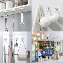 Suction Cup Hooks, VISV 2 Packs Removable Waterproof Heavy Duty Vacuum Suction Cup with Metal Hooks Locking Window Glass Kitchen Bathroom Shower Wall Hooks for Towel Loofah Key Utensils - White