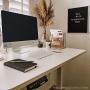 Flexispot Electric Stand Up Desk Workstation with Desktop 42 x 24 Inches Whole-Piece Desk Ergonomic Memory Controller Standing Desk Height Adjustable (White Frame + 42'' White Top)