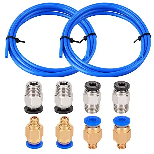 Aokin 2 Pcs Bowden PTFE Tubing (1.5 m/Pcs) for 1.75mm Filament with 4 Pcs PC4-M6 Fittings and 4 Pcs PC4-M10 Pneumatic Fittings for Creality Ender 3/3 Pro/5/CR-10/10S 3D Printer, etc. Aokin 2 Pcs Bowden PTFE Tubing (1.5 m/Pcs) for 1.75mm Filament with 4 Pcs PC4-M6 Fittings and 4 Pcs PC4-M10 Pneumatic Fittings for Creality Ender 3/3 Pro/5/CR-10/10S 3D Printer, etc.