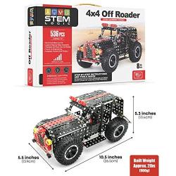 STEM Building & Learning Toys | 4x4 Metal Car Construction DIY Engineering Kit | Educational Model Vehicle Set for Boys, Girls, Kids Age 8 9 10 11 12 13 14, Teens, Adults | Build & Take Apart Project