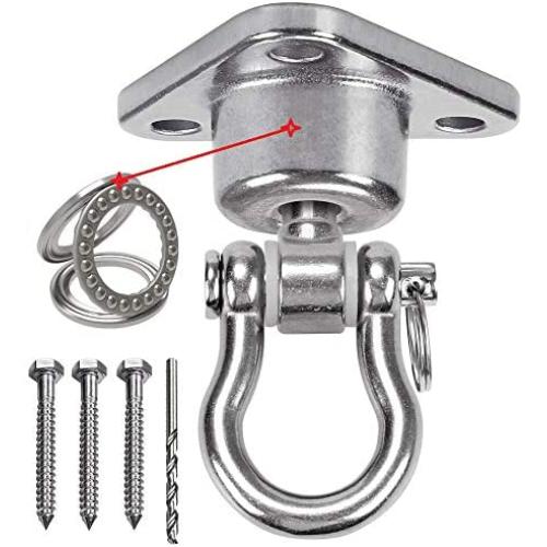 9M Silent Bearing Swing Hangers, Heavy Duty 180°+360° Rotate Swing Swivel Hook, 1500LB Capacity Stainless Steel for Wooden Concrete Playground Yoga Hammock Chair Rope Punching Bag Porch Swing Sets 9M Silent Bearing Swing Hangers, Heavy Duty 180°+360° Rotate Swing Swivel Hook, 1500LB Capacity Stainless Steel for Wooden Concrete Playground Yoga Hammock Chair Rope Punching Bag Porch Swing Sets