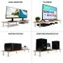 Large Dual Monitor Stand for Computer Screens - Solid Bamboo Riser Supports The Heaviest Monitors, Printers, Laptops or TVs - Perfect Shelf Organizer for Office Desk Accessories & TV Stands (Natural)