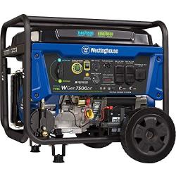 Westinghouse WGen7500DF Dual Fuel Portable Generator 7500 Rated & 9500 Peak Watts, Gas or Propane Powered, Electric Start, Transfer Switch Ready, CARB Compliant