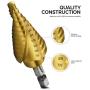 Neiko - 43219-22909 10181A Quick Change HSS Titanium Coated Spiral Grooved Step Drill Bit 3-Piece Set | 31 Step Sizes in One Kit