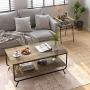 HOMECHO Industrial Coffee Table, 2-Tier Wood and Metal Rustic Cocktail Table with Storage Shelf, for Living Room Office, Easy Assembly, Brown 43 inch