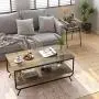 HOMECHO Industrial Coffee Table, 2-Tier Wood and Metal Rustic Cocktail Table with Storage Shelf, for Living Room Office, Easy Assembly, Brown 43 inch HOMECHO Industrial Coffee Table, 2-Tier Wood and Metal Rustic Cocktail Table with Storage Shelf, for Living Room Office, Easy Assembly, Brown 43 inch