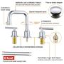 WOWOW Widespread Bathroom Faucet Chrome 8 inch Bathroom Sink Faucet Adjustable 3 Pieces Basin Faucets 360° Swivel Spout Modern Lavatory Faucet Vanity Faucets Water Supply Lines Quick Install Pipe