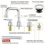 WOWOW Widespread Bathroom Faucet Chrome 8 inch Bathroom Sink Faucet Adjustable 3 Pieces Basin Faucets 360° Swivel Spout Modern Lavatory Faucet Vanity Faucets Water Supply Lines Quick Install Pipe