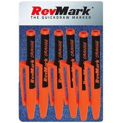 RevMark Bright Series Industrial Marker - 6 Pack - Made in USA - Replaces paint marker for metal, pipe, pvc - ORANGE