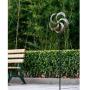 SteadyDoggie Wind Spinner Iris 61in Single Blade Easy Spinning Kinetic Wind Spinner for Outside – Vertical Metal Sculpture Stake Construction for Outdoor Yard Lawn & Garden