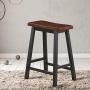 COSTWAY Saddle Seat Stools, Wood Vintage Counter Height Chairs, Modern Backless Design Indoor Furniture for Kitchen Dining Pub and Bistro, Set of 2 (24'' H Brown)