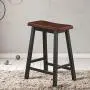 COSTWAY Saddle Seat Stools, Wood Vintage Counter Height Chairs, Modern Backless Design Indoor Furniture for Kitchen Dining Pub and Bistro, Set of 2 (24'' H Brown)