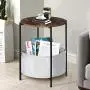 KingSo Round Side Table 2-Tier Industrial Nightstand with Storage Basket Metal Frame End Table Easy Assembly & Sturdy Sofa Coffee Table for Living Room, Bedroom, Rustic Brown KingSo Round Side Table 2-Tier Industrial Nightstand with Storage Basket Metal Frame End Table Easy Assembly & Sturdy Sofa Coffee Table for Living Room, Bedroom, Rustic Brown