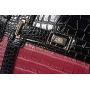 JKM and Company BATON ROUGE Burgundy Red & Black Alligator Compatible With Computer iPad, Laptop Tablet Rolling Tote Bag Briefcase Carryall Bag