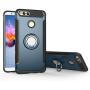 Orzero TPU + PC Hybrid Dual Layer Case for Huawei Honor 7X, Huawei Mate SE Full Body Heavy Duty Protection 360 Rotating Metal Ring (Adsorbed Iron Plate) (Huawei Honor 7X Not Included)-Navy
