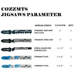 20PCS T Shank Jigsaw Blades Set for Wood Plastic Metal Replace Bosch DEWALT Black+Decker TACKLIFE Makita SKIL and Rockwell BladeRunner X2 Jig Saws Includes 4 Each of T101B T119BO T144D T118A & T118B