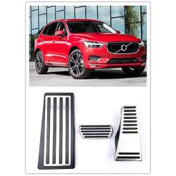 For VOLVO XC60 Accessories 2018-2020 Aluminum Automatic Transmission Non-Slip Metal Rubber Fuel Brake Foot Car Gas Pedal Cover Set Kit 3pcs