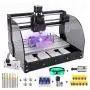 2 in 1 5500mW Engraver CNC 3018 Pro-M Engraving Machine, GRBLControl PCB PVC Wood Router CNC 3 Axis Milling Machine with Offline Controller and ER11 and 5mm Extension Rod