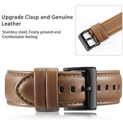 BRG Leather Bands Compatible with Apple Watch Band 44mm 42mm 40mm 38mm, Men Women Replacement Genuine Leather Strap for iWatch SE Series 6 5 4 3 2 1, Brown Band/Space Grey Adapter, 40mm 38mm