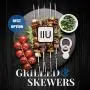 Metal Skewers for Grilling, 304 Stainless Steel Kabob BBQ Flat Sticks 13 Inch Extra Long for Rotating Grill (22 PCs with Tube Storage)