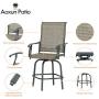 Aoxun Patio 5 PC Swivel Sets Textilene High Bistro Sets, 4 Bar Stools and 1 Table, Brown