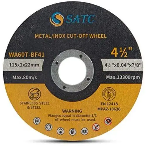 S SATC Cutting Wheel 50 PCS Cut Off Wheel 4.5''x.040''x7/8'' Cutting Disc Ultra Thin Metal & Stainless Steel S SATC Cutting Wheel 50 PCS Cut Off Wheel 4.5''x.040''x7/8'' Cutting Disc Ultra Thin Metal & Stainless Steel