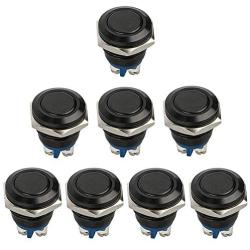 FICBOX 8pcs 16mm 5/8'' Push Button Switch Metal Momentary Waterproof Start Button Switches for Car RV Truck Boat