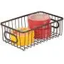 mDesign Metal Bathroom Storage Organizer Basket Bin - Modern Wire Grid Design - for Organization in Cabinets, Shelves, Closets, Vanity Countertops, Bedrooms, Under Sinks - Small Wide - Bronze